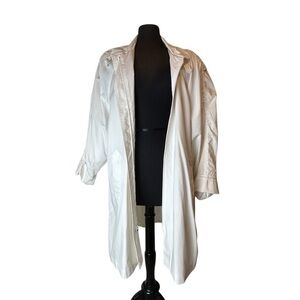Designer Foxland Oversized Trench Coat Off White Puffy Sleeve Women's Coat  XL